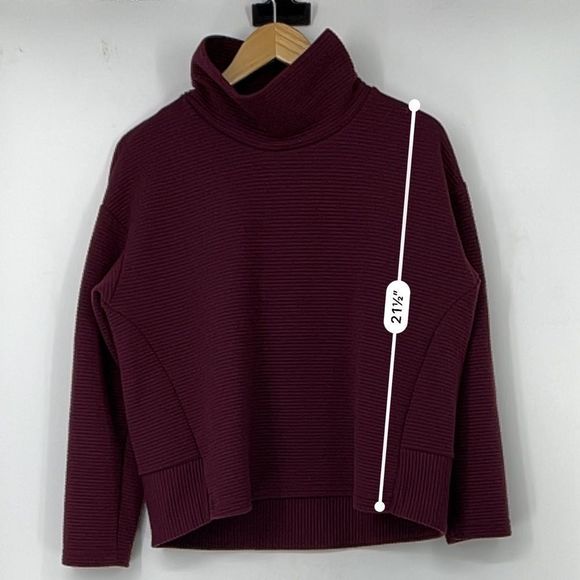 RBX Burgundy Ribbed Turtleneck Sweatshirt - Picture 10 of 12